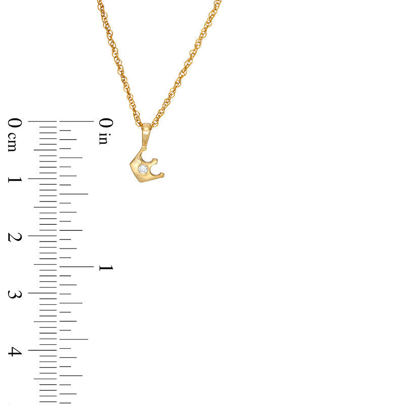 Natural Clarity Enhanced Accent Solitaire Tilted Crown Pendant in 10K Yellow Gold