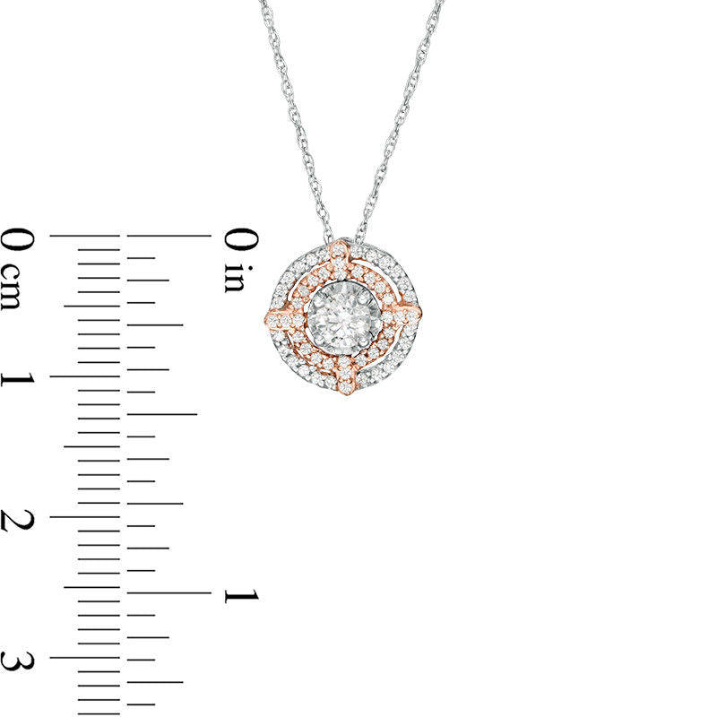 0.33 CT. T.W. Natural Diamond Double Frame Pendant in 10K Two-Tone Gold