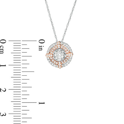 0.33 CT. T.W. Natural Diamond Double Frame Pendant in 10K Two-Tone Gold