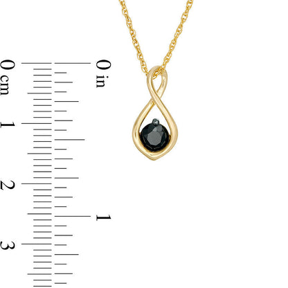 0.38 CT. Enhanced Black Natural Clarity Enhanced Solitaire Infinity Pendant in 10K Yellow Gold