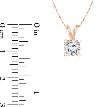 1 CT. Certified Natural Clarity Enhanced Solitaire Pendant in 14K Rose Gold (I/SI2)