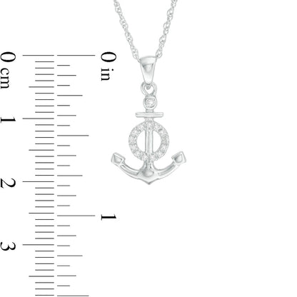 0.05 CT. T.W. Natural Diamond Anchor with Circle Pendant in Sterling Silver
