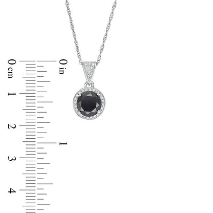 2 CT. T.W. Enhanced Black and White Natural Diamond Frame Pendant in Sterling Silver