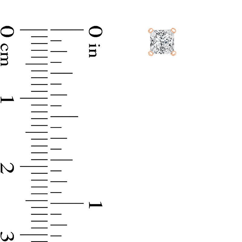 0.5 CT. T.W. Certified Princess-Cut Diamond Solitaire Stud Earrings in 14K Rose Gold (I/SI2)