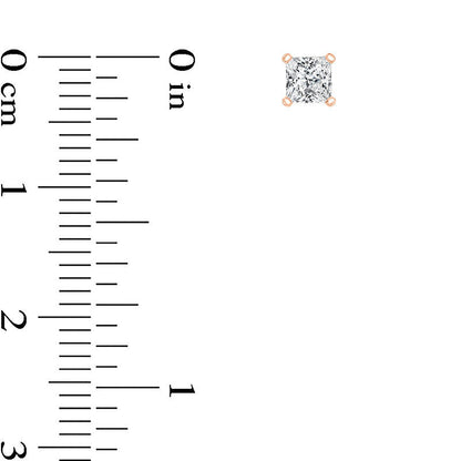 0.5 CT. T.W. Certified Princess-Cut Diamond Solitaire Stud Earrings in 14K Rose Gold (I/SI2)