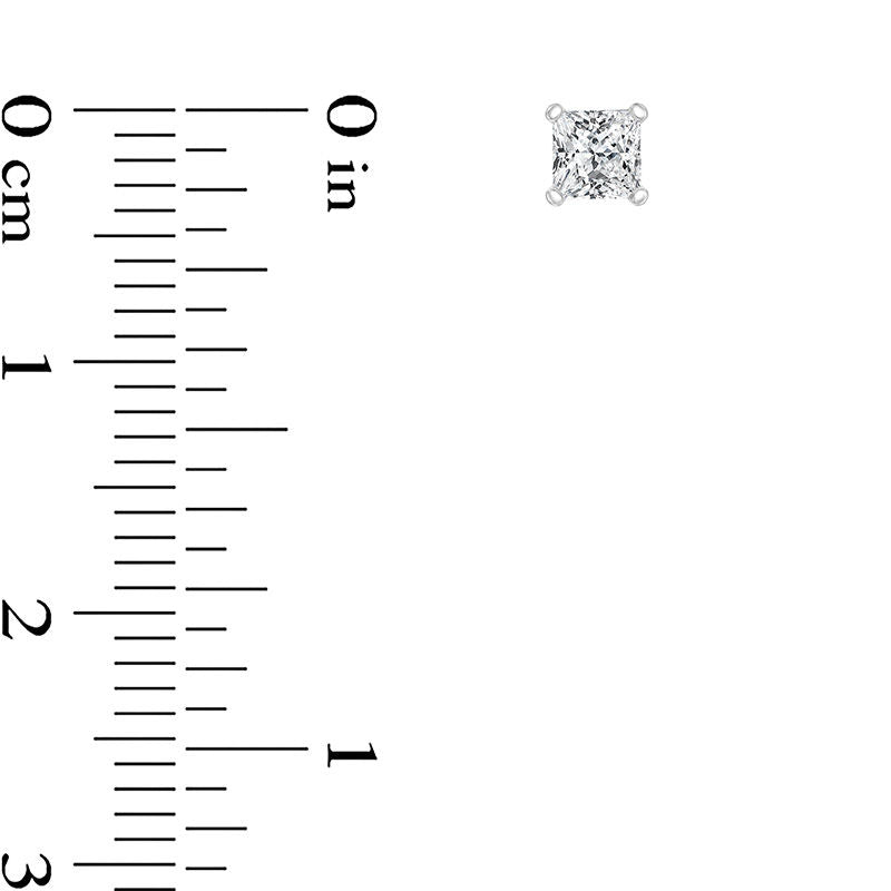 0.5 CT. T.W. Certified Princess-Cut Diamond Solitaire Stud Earrings in 14K White Gold (I/SI2)