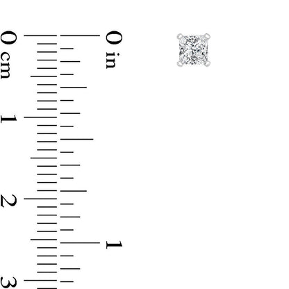 0.5 CT. T.W. Certified Princess-Cut Diamond Solitaire Stud Earrings in 14K White Gold (I/SI2)