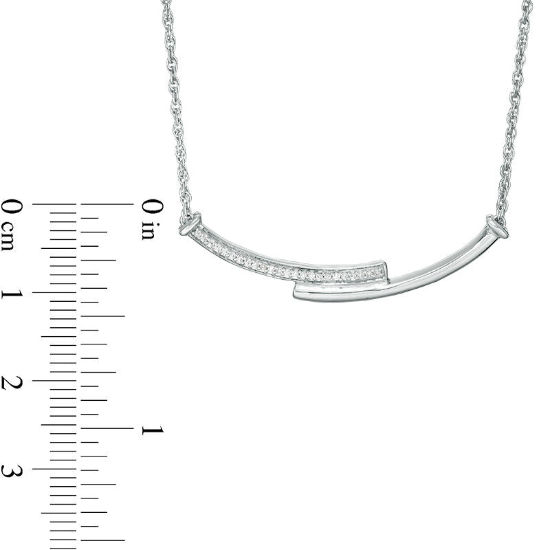 0.2 CT. T.W. Enhanced Black and White Natural Diamond Reversible Curved Bypass Bar Necklace in Sterling Silver - 16.58