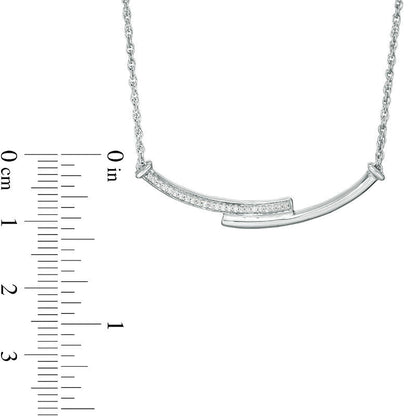 0.2 CT. T.W. Enhanced Black and White Natural Diamond Reversible Curved Bypass Bar Necklace in Sterling Silver - 16.58