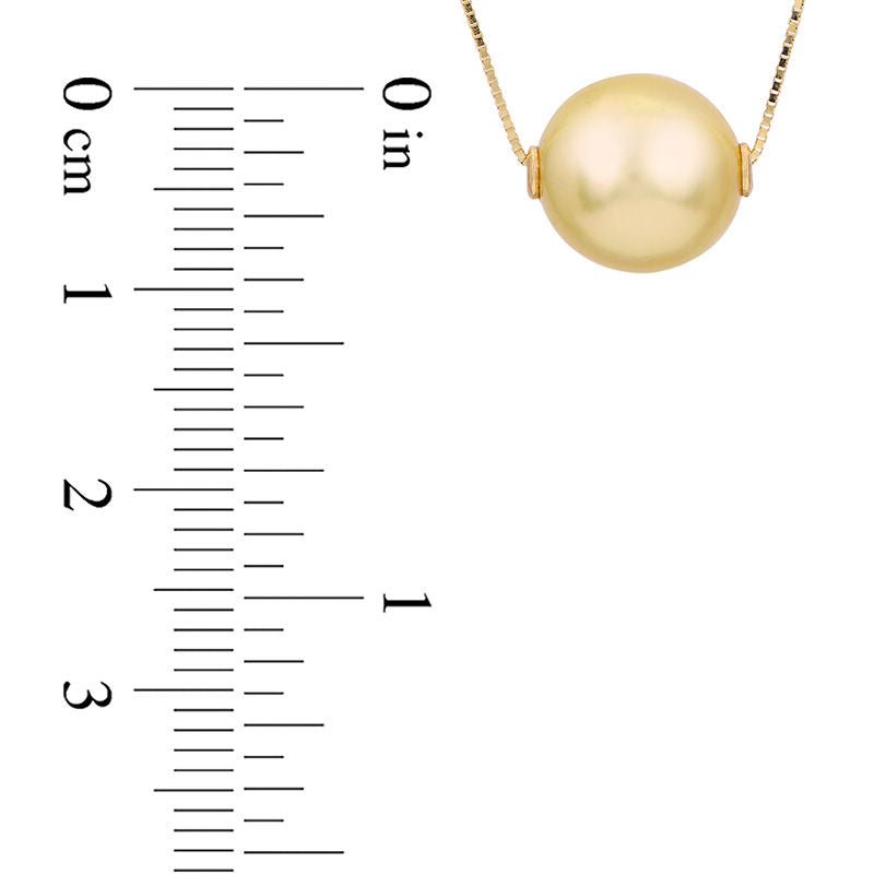 9.0 - 10.0mm Golden Cream Cultured South Sea Pearl Necklace in 14K Gold - 17.5