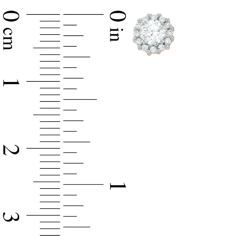 1 CT. T.W. Diamond Frame Stud Earrings in 14K Rose Gold