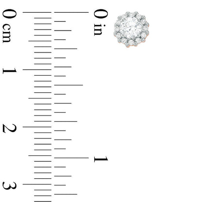 1 CT. T.W. Diamond Frame Stud Earrings in 14K Rose Gold