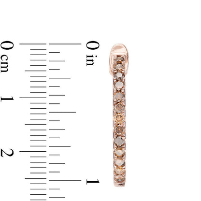 1.5 CT. T.W. Enhanced Champagne and White Diamond Inside-Out Hoop Earrings in 14K Rose Gold