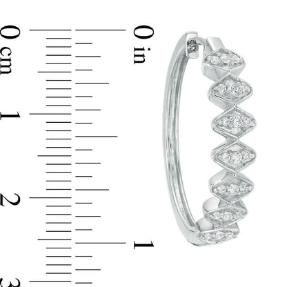 0.33 CT. T.W. Diamond Zig-Zag Retro-Style Hoop Earrings in 14K White Gold
