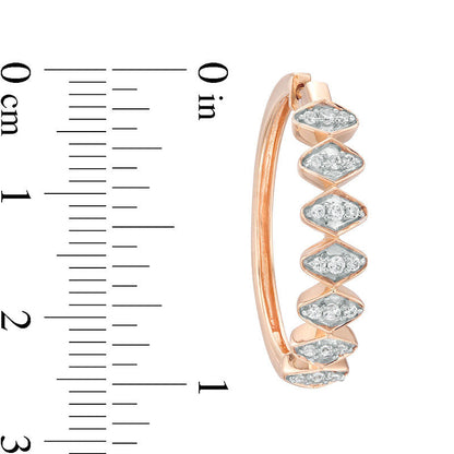 0.33 CT. T.W. Diamond Zig-Zag Retro-Style Hoop Earrings in 14K Rose Gold