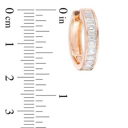 1.63 CT. T.W. Baguette Diamond Hoop Earrings in 14K Rose Gold