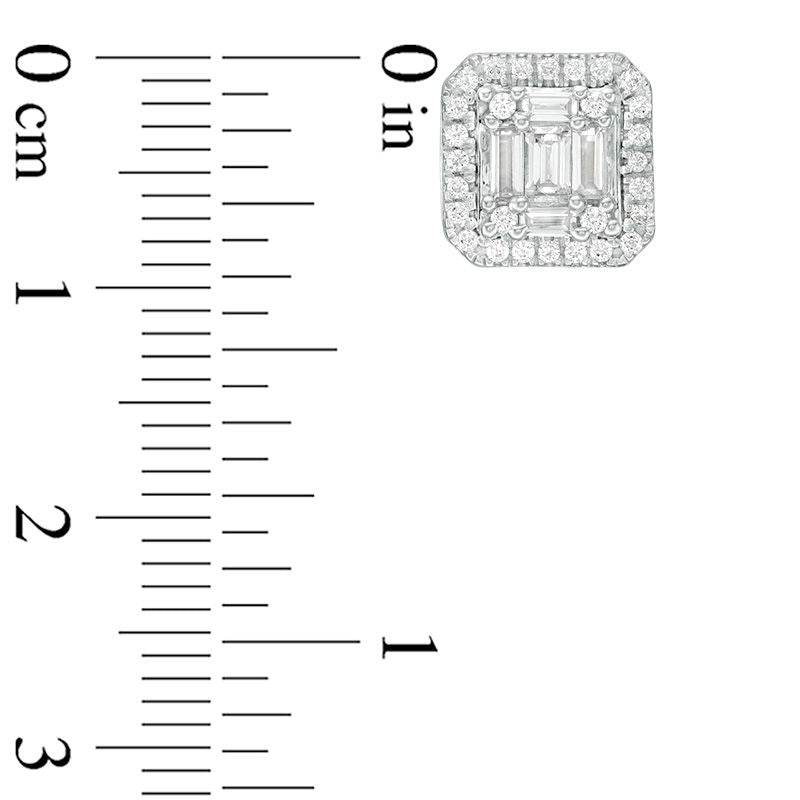 0.63 CT. T.W. Composite Diamond Square Frame Stud Earrings in 14K White Gold