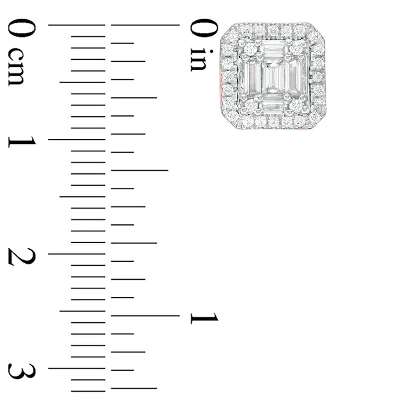 0.63 CT. T.W. Composite Diamond Square Frame Stud Earrings in 14K Rose Gold