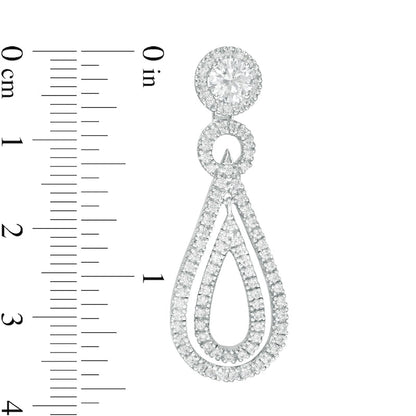 1 CT. T.W. Diamond Frame and Double Open Teardrop Earring Jackets in 14K White Gold