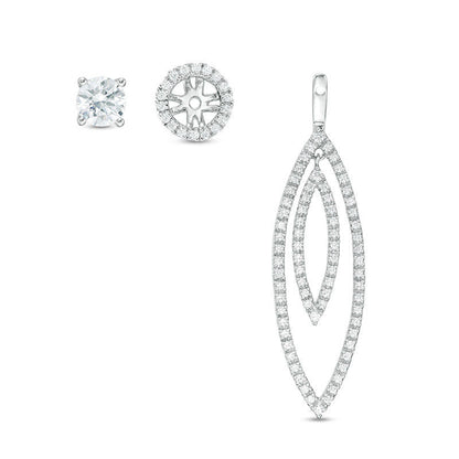 1 CT. T.W. Diamond Frame and Double Open Marquise Drop Earring Jackets in 14K White Gold