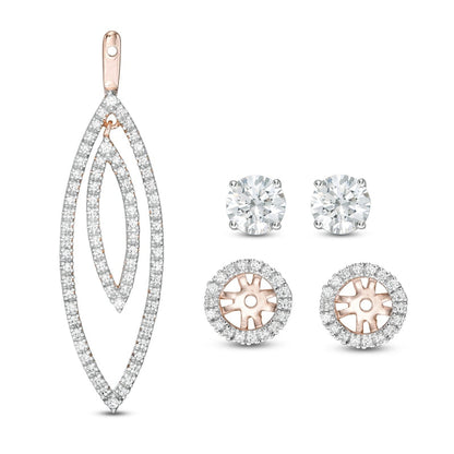 1 CT. T.W. Diamond Frame and Double Open Marquise Drop Earring Jackets in 14K Rose Gold