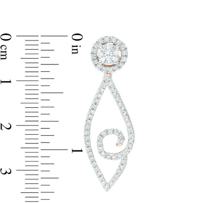 0.75 CT. T.W. Diamond Frame and Swirl Marquise Drop Earring Jackets in 14K Rose Gold