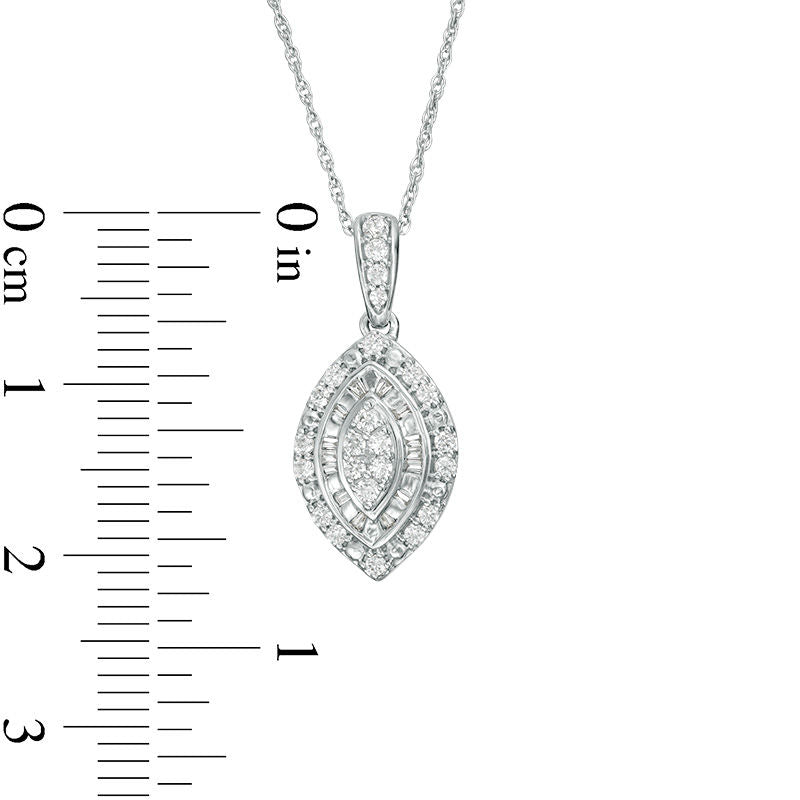 0.25 CT. T.W. Composite Natural Diamond Double Marquise Frame Pendant in Sterling Silver
