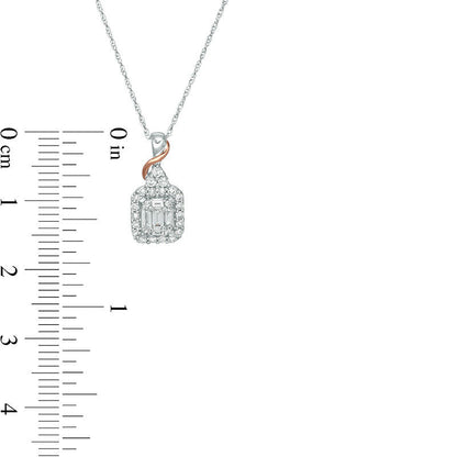 0.33 CT. T.W. Composite Natural Diamond Octagonal Frame Twist Pendant in 10K Two-Tone Gold