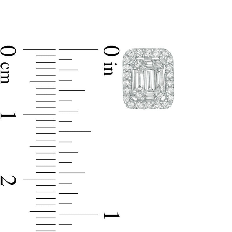 0.63 CT. T.W. Composite Diamond Octagonal Frame Stud Earrings in 10K White Gold