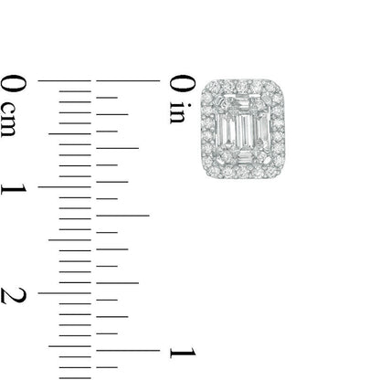 0.63 CT. T.W. Composite Diamond Octagonal Frame Stud Earrings in 10K White Gold