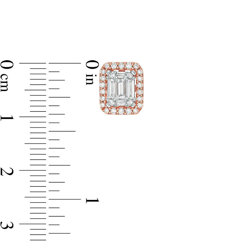 0.63 CT. T.W. Composite Diamond Octagonal Frame Stud Earrings in 10K Rose Gold