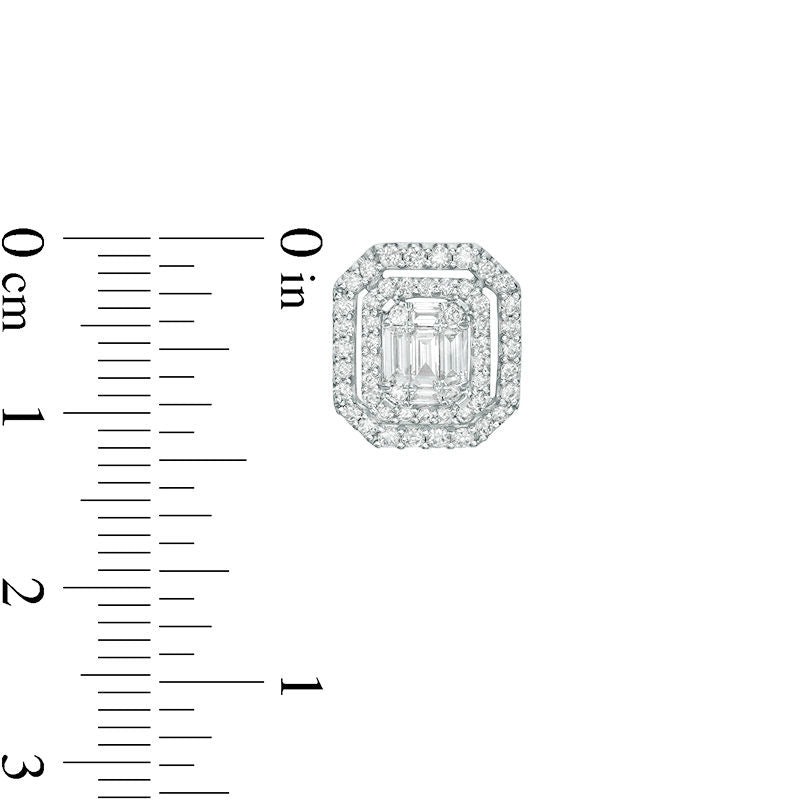 0.75 CT. T.W. Composite Diamond Double Octagonal Frame Stud Earrings in 10K White Gold