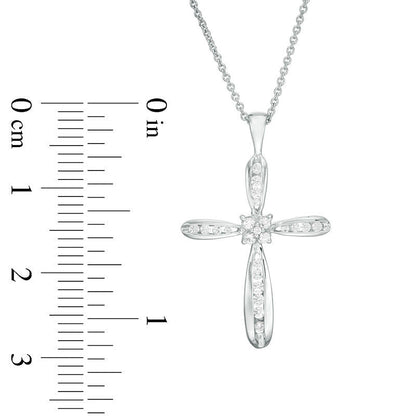 0.25 CT. T.W. Natural Diamond Cross Pendant in 14K White Gold