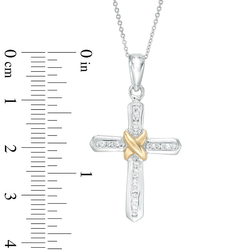 0.25 CT. T.W. Natural Diamond X" Cross Pendant in 14K Two-Tone Gold"