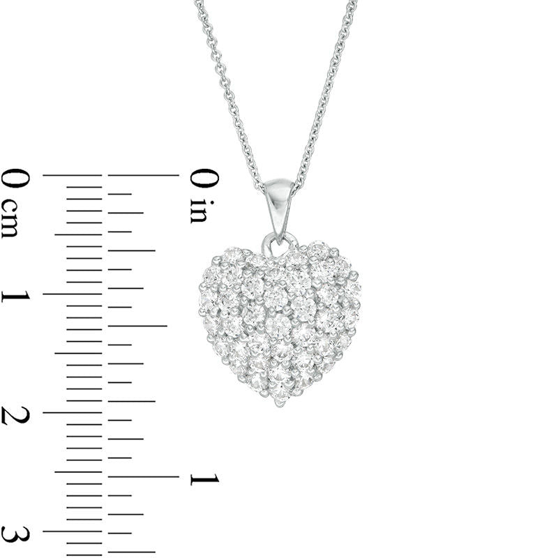 1 CT. T.W. Natural Diamond Puffed Heart Pendant in 14K White Gold