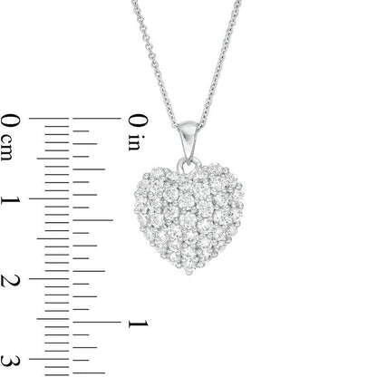 1 CT. T.W. Natural Diamond Puffed Heart Pendant in 14K White Gold