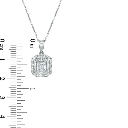 0.5 CT. T.W. Composite Natural Diamond Double Octagonal Frame Pendant in 10K White Gold