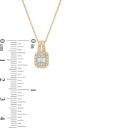 0.2 CT. T.W. Composite Natural Diamond Rectangular Frame Pendant in 10K Yellow Gold