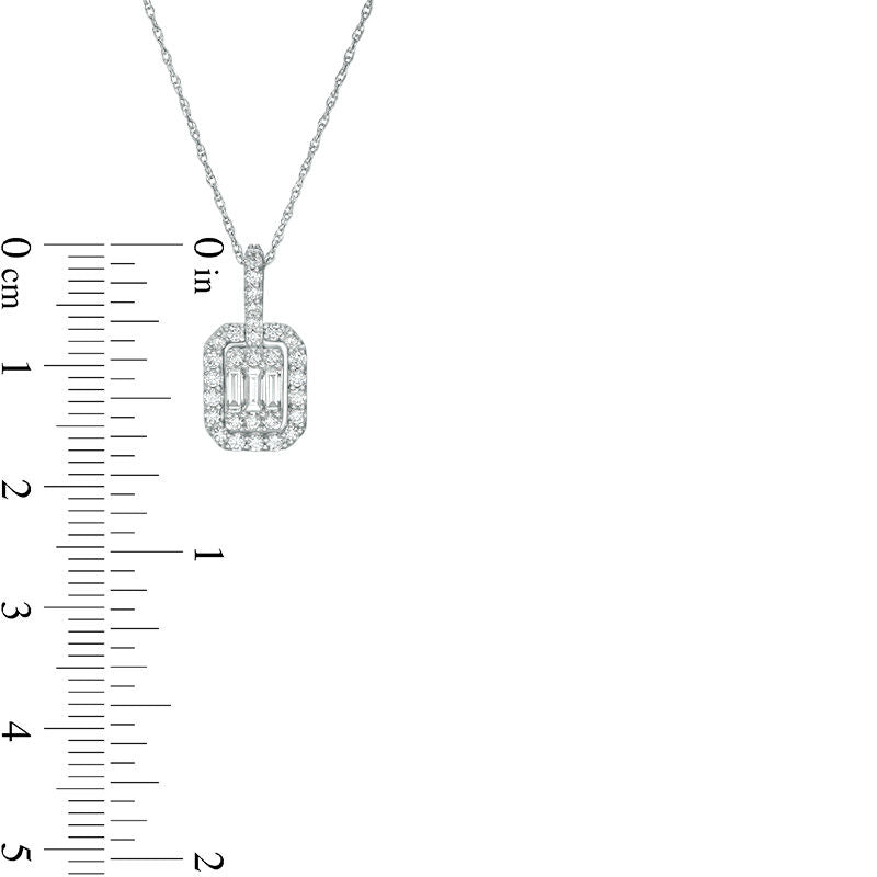 0.38 CT. T.W. Composite Natural Diamond Octagonal Frame Pendant in 10K White Gold