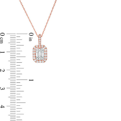 0.38 CT. T.W. Composite Natural Diamond Octagonal Frame Pendant in 10K Rose Gold