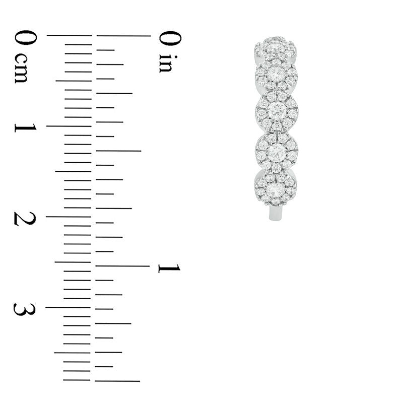 1 CT. T.W. Diamond Frame Hoop Earrings in 10K White Gold