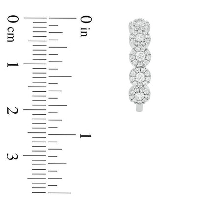 1 CT. T.W. Diamond Frame Hoop Earrings in 10K White Gold