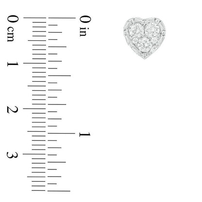 1.2 CT. T.W. Composite Diamond Art Deco Heart Frame Stud Earrings in 10K White Gold