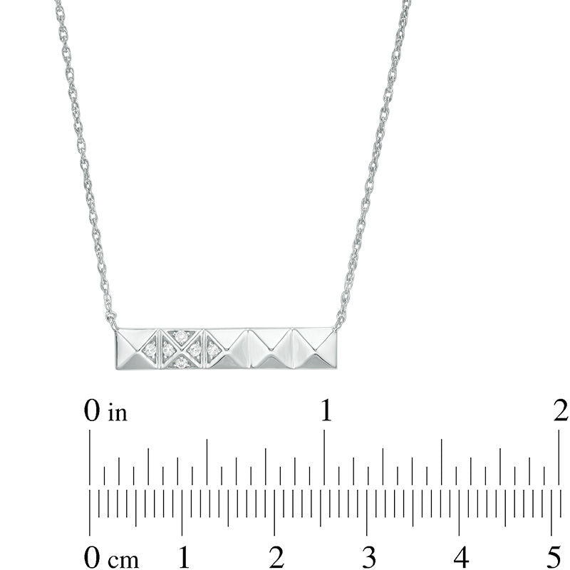 0.05 CT. T.W. Natural Diamond Rectangular Bar Necklace in Sterling Silver - 18.85