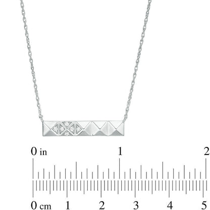 0.05 CT. T.W. Natural Diamond Rectangular Bar Necklace in Sterling Silver - 18.85
