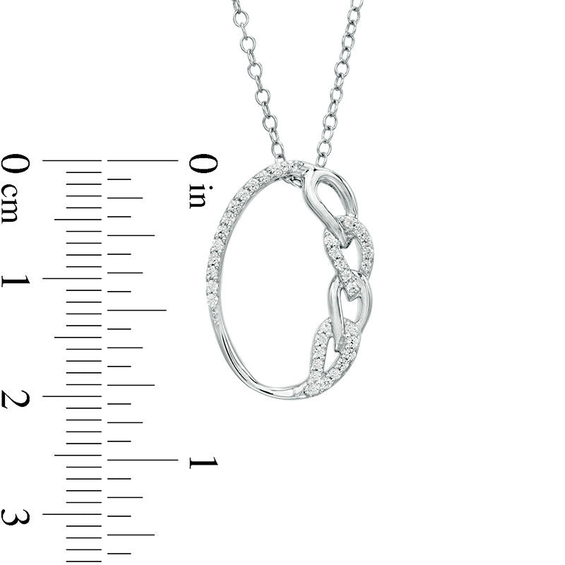 0.17 CT. T.W. Natural Diamond Oval Link Pendant in Sterling Silver