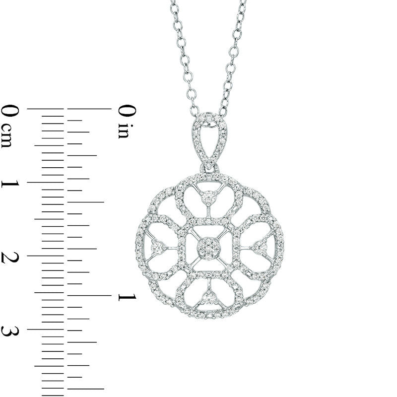 0.38 CT. T.W. Natural Diamond Floral Outline Pendant in Sterling Silver