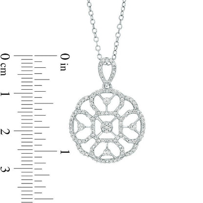 0.38 CT. T.W. Natural Diamond Floral Outline Pendant in Sterling Silver