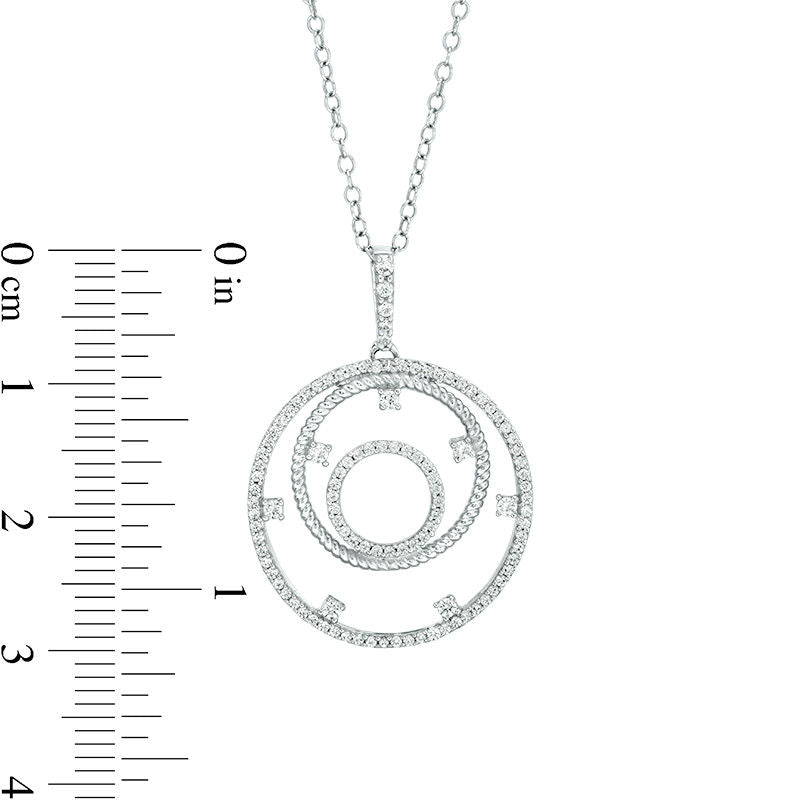 0.38 CT. T.W. Natural Diamond Triple Open Circle Pendant in Sterling Silver