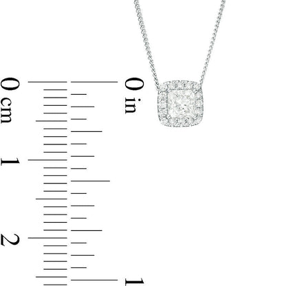 0.33 CT. T.W. Certified Princess-Cut Natural Diamond Frame Pendant in 14K White Gold (I/SI2)